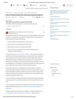 Is r or python better for data journalism projects hari sandeep reddy | PDF