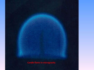 Uses of the ISS Microgravity science Life science Earth science Space science Engineering research and development Commercial product development Candle flame in microgravity 