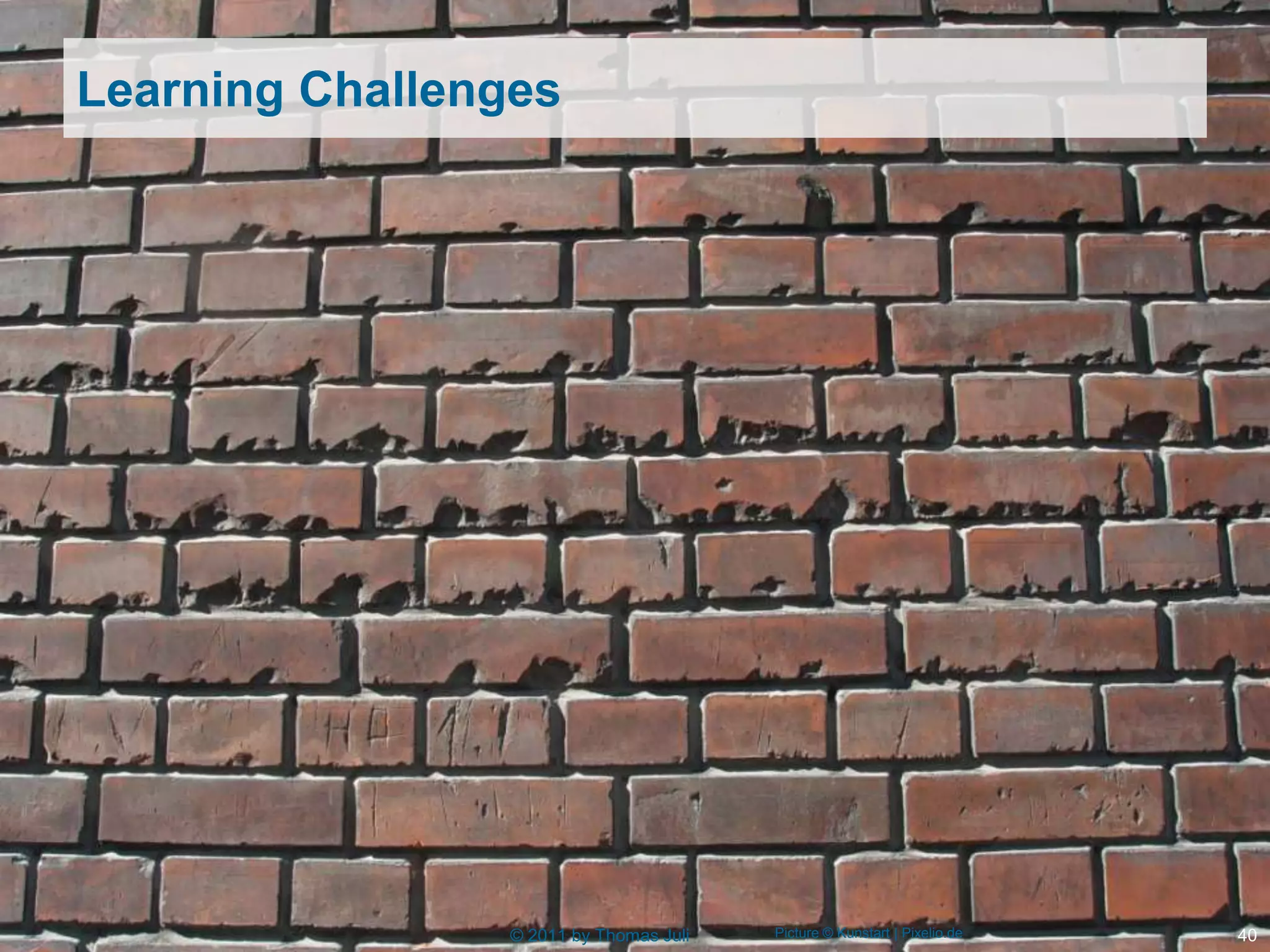 Learning Challenges




                © 2011 by Thomas Juli   Picture © Kunstart | Pixelio.de   40
 
