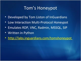 Using Canary Honeypots for Network Security Monitoring | PPT