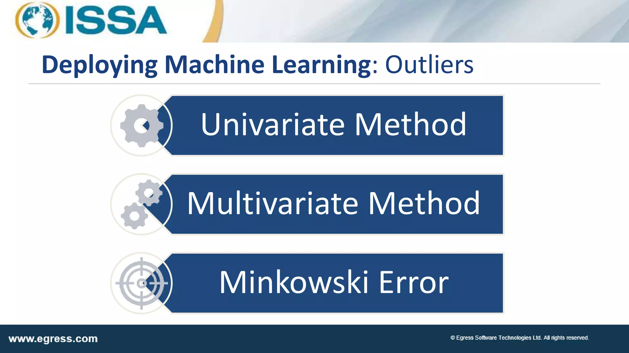 Deploying Machine Learning: Outliers
Univariate Method
Multivariate Method
Minkowski Error
 