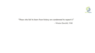 i
“Those who fail to learn from history are condemned to repeat it.”
- Winston Churchill, 1948
 