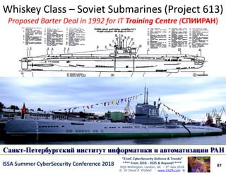 Whiskey ClassWhiskey Class –– Soviet Submarines (Project 613)Soviet Submarines (Project 613)
Proposed Barter Deal in 1992 for ITProposed Barter Deal in 1992 for IT Training CentreTraining Centre ((СПИИРАНСПИИРАН))
87
“21stC CyberSecurity Defence & Trends”
**** From 2018 - 2025 & Beyond! ****
HQS Wellington, London, UK – 5th July 2018
© Dr David E. Probert : www.VAZA.com ©
ISSA Summer CyberSecurity Conference 2018ISSA Summer CyberSecurity Conference 2018
 