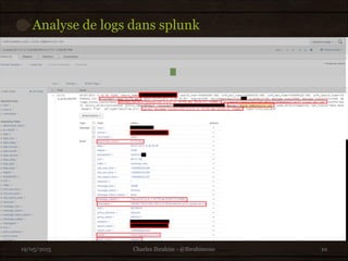 Analyse de logs dans splunk
19/05/2015 10Charles Ibrahim - @Ibrahimous
 