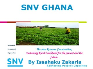SNV GHANA




         The shea Resource Conservation;
Sustaining Rural Livelihood for the present and the
                     future.
 By Issahaku Zakaria
 