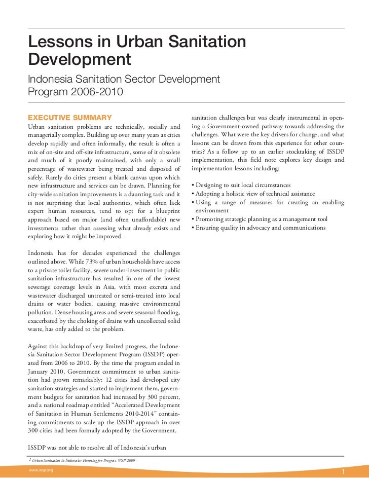Lessons in Urban Sanitation Development