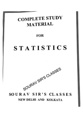 Iss examination sample study material INDIAN STATISTICAL SERVICE SOURAV SIR'S CLASSES  9836793076