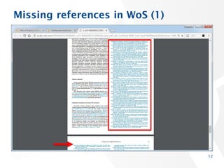 Missing references in WoS (1)
12
 