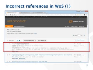 Incorrect references in WoS (1)
17
 
