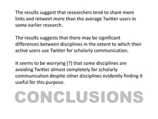 Disciplinary Differences in Twitter Scholarly Communication