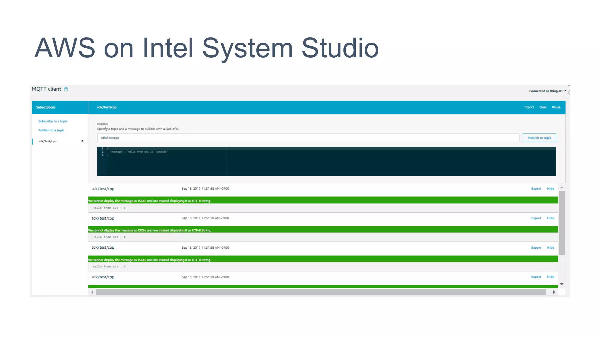 Intel Confidential Only - Do Not Forward 12
AWS on Intel System Studio
 