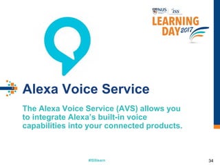 #ISSlearn
Alexa Voice Service
The Alexa Voice Service (AVS) allows you
to integrate Alexa’s built-in voice
capabilities into your connected products.
34
 