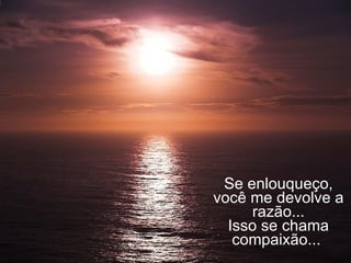 Se enlouqueço, você me devolve a razão... Isso se chama compaixão...  