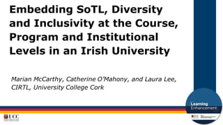 PAGE 1
Embedding SoTL, Diversity
and Inclusivity at the Course,
Program and Institutional
Levels in an Irish University
 