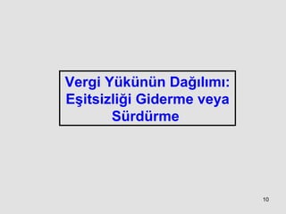 Vergi Yükünün Dağılımı: Eşitsizliği Giderme veya Sürdürme   