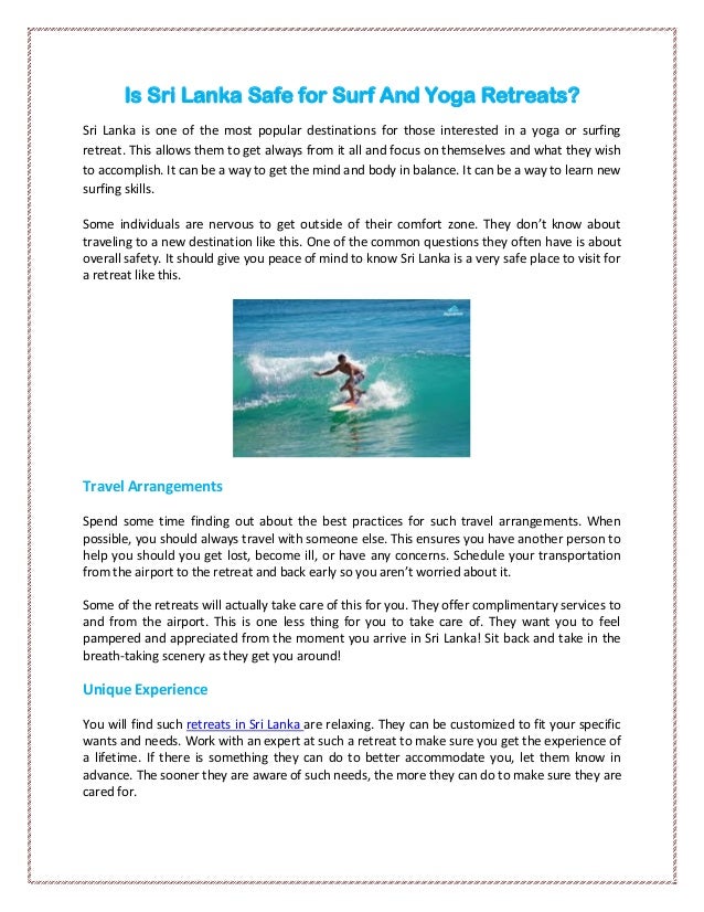 Is Sri Lanka Safe For Surf And Yoga Retreats