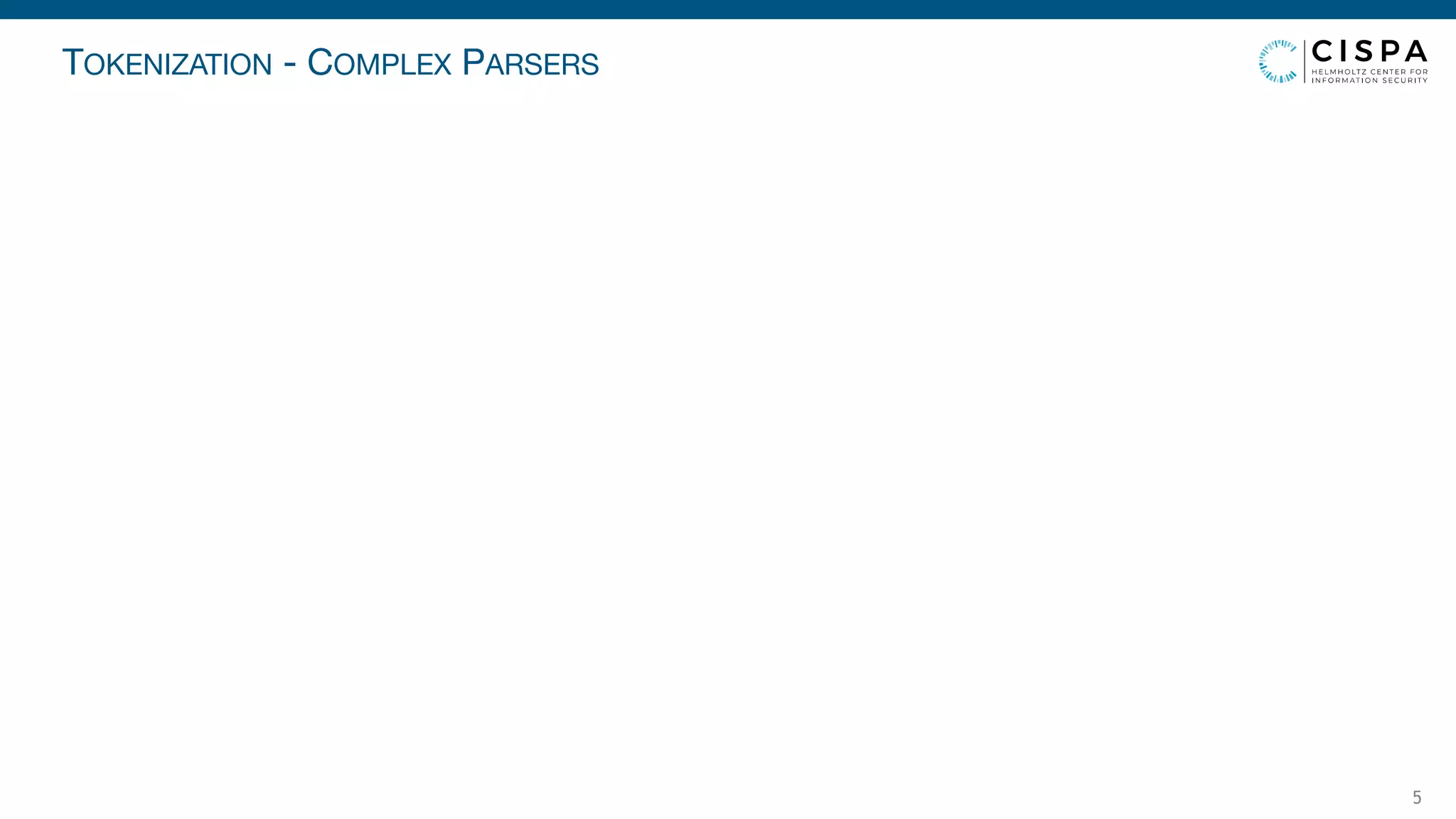 TOKENIZATION - COMPLEX PARSERS
5
 