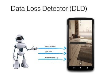 Data Loss Detector (DLD)
Touch buttons
Type text
Press HOME key
…
 