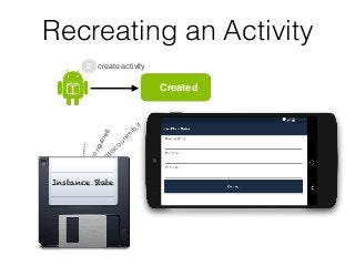https://disco.unimib.it
oliviero.riganelli
………….
Created
create activity2
https://disco.unim
ib.it
oliviero.riganelli
………….
Instance State
Recreating an Activity
 