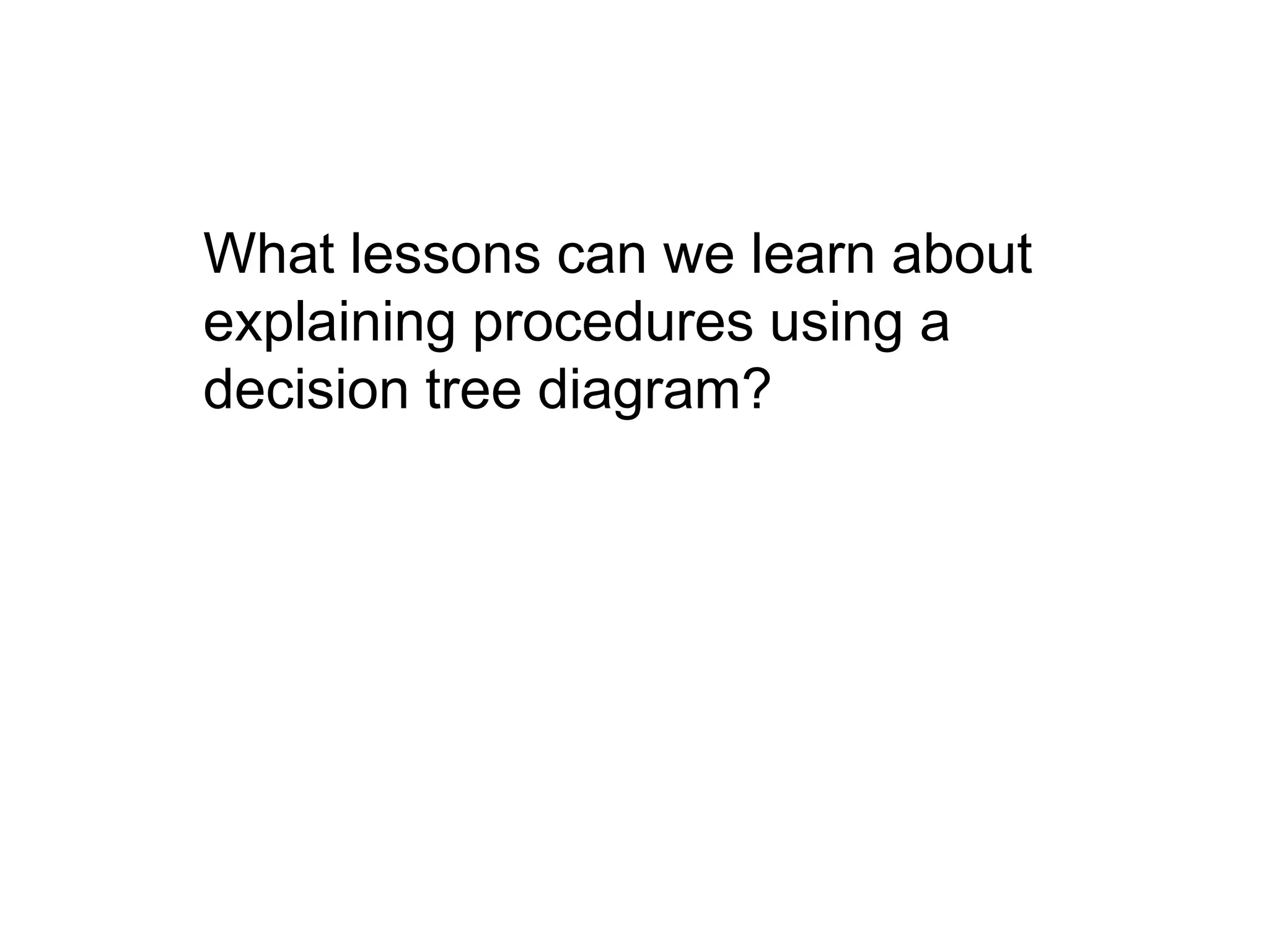 What lessons can we learn about
explaining procedures using a
decision tree diagram?
 