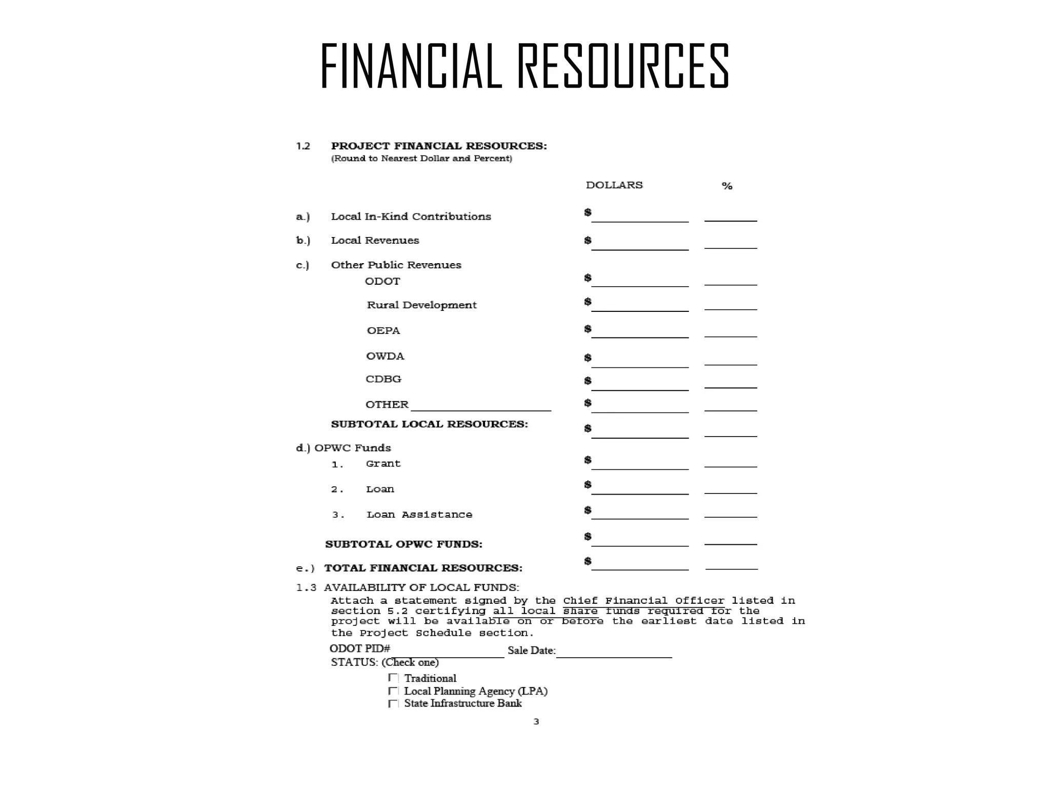 FINANCIAL RESOURCES 