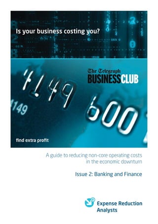 Is your business costing you?




ﬁnd extra proﬁt


             A guide to reducing non-core operating costs
                                in the economic downturn

                          Issue 2: Banking and Finance




                                    Expense Reduction
                                    Analysts
 