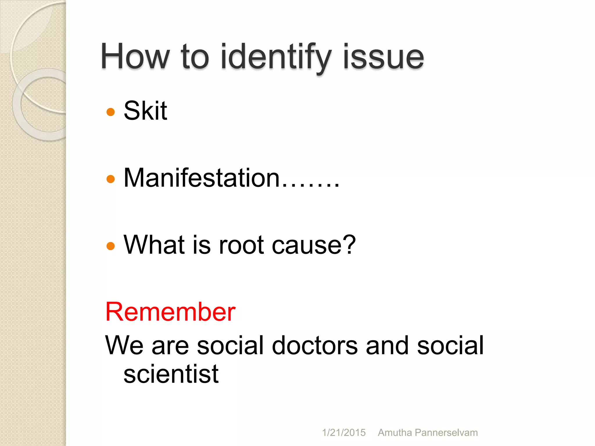 Developing plan to identify community issues | PPTX