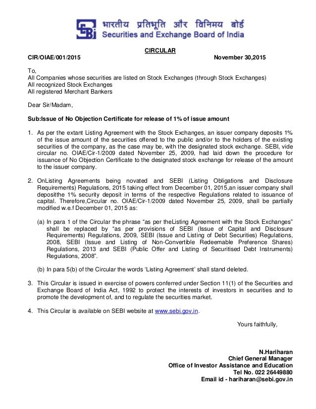 no objections certificate