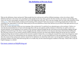 Issue Of Poverty In The World Essay | PDF