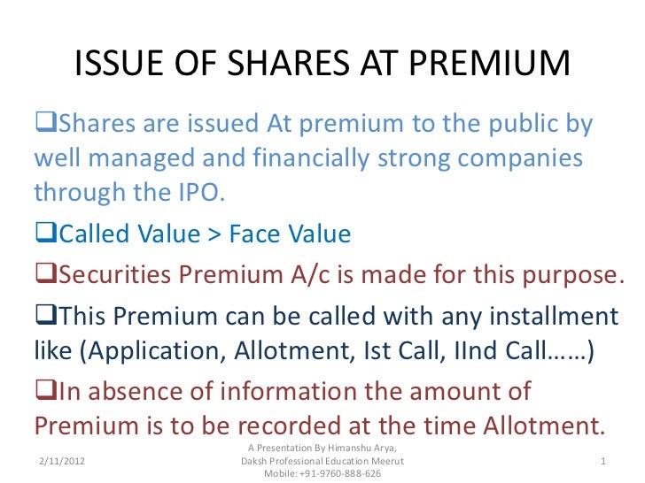 Issue of shares