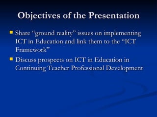 Issues and Prospects in ICT in Education in Continuing Teacher ...