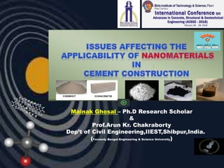 Mainak Ghosal – Ph.D Research Scholar
&
Prof.Arun Kr. Chakraborty
Dep’t of Civil Engineering,IIEST,Shibpur,India.
(Formerly Bengal Engineering & Science University)
 