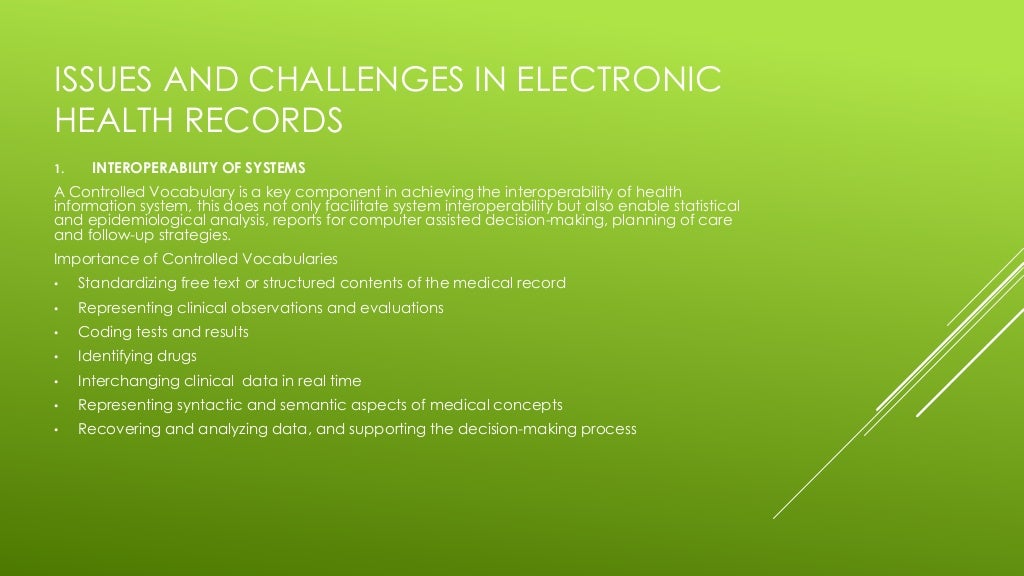 Issues And Challenges In Electronic Health Records