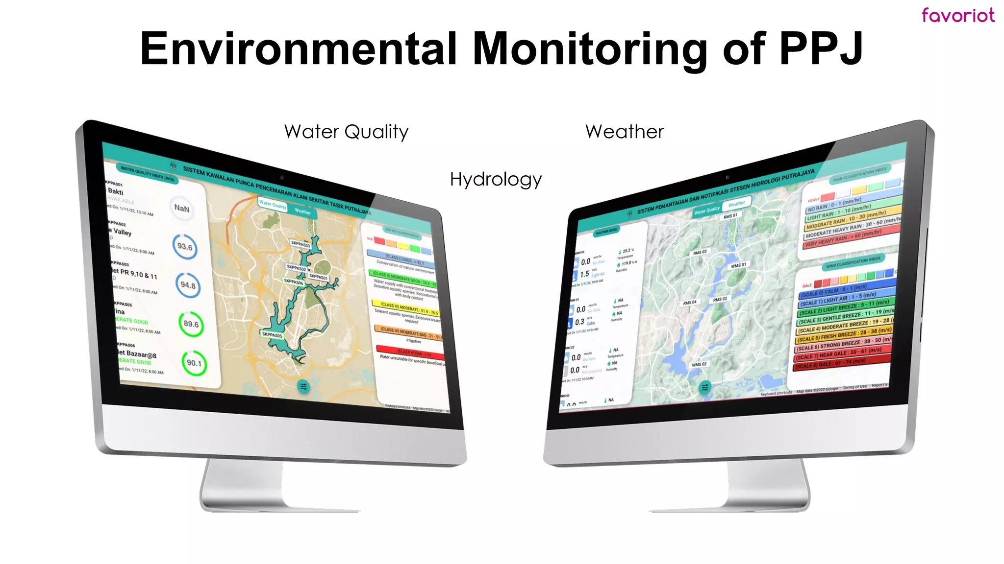 favoriot
Environmental Monitoring of PPJ
Water Quality Weather
Hydrology
 