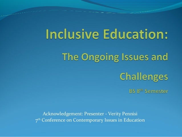 Issues And Challenges Of Inclusive Education