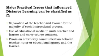 Issues and concerns on learning at a Distance | PPT