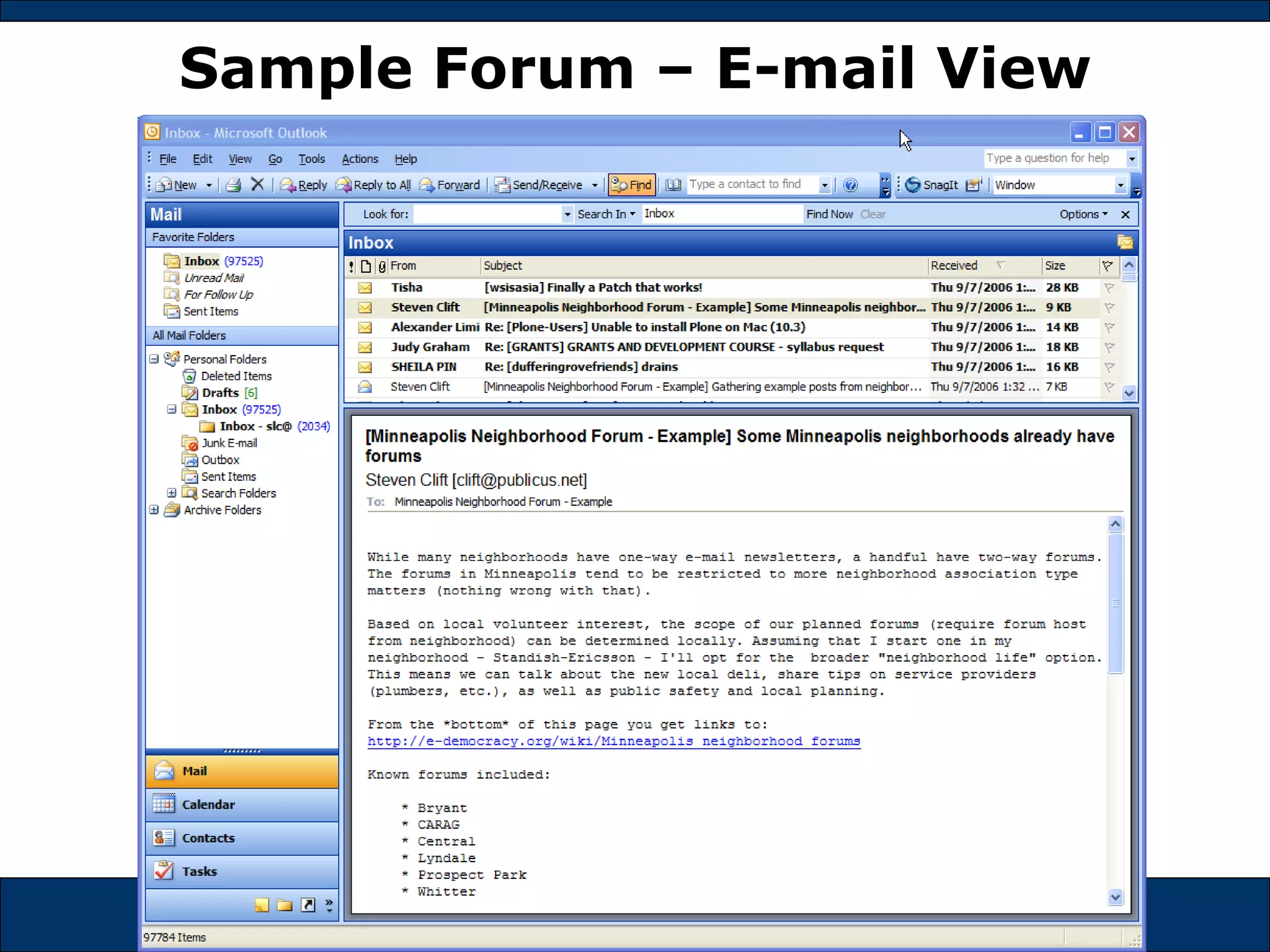 Sample Forum – E-mail View 