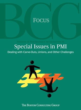 FOCUS


       TRENDS IN POSTMERGER INTEGRATION III

     Special Issues in PMI
Dealing with Carve-Outs, Unions, and Other Challenges
 