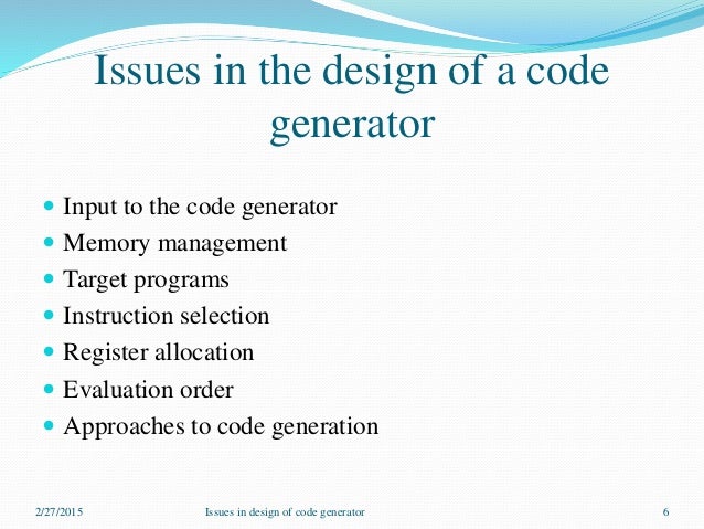 code generation issues in compiler design code generation issues in compiler design