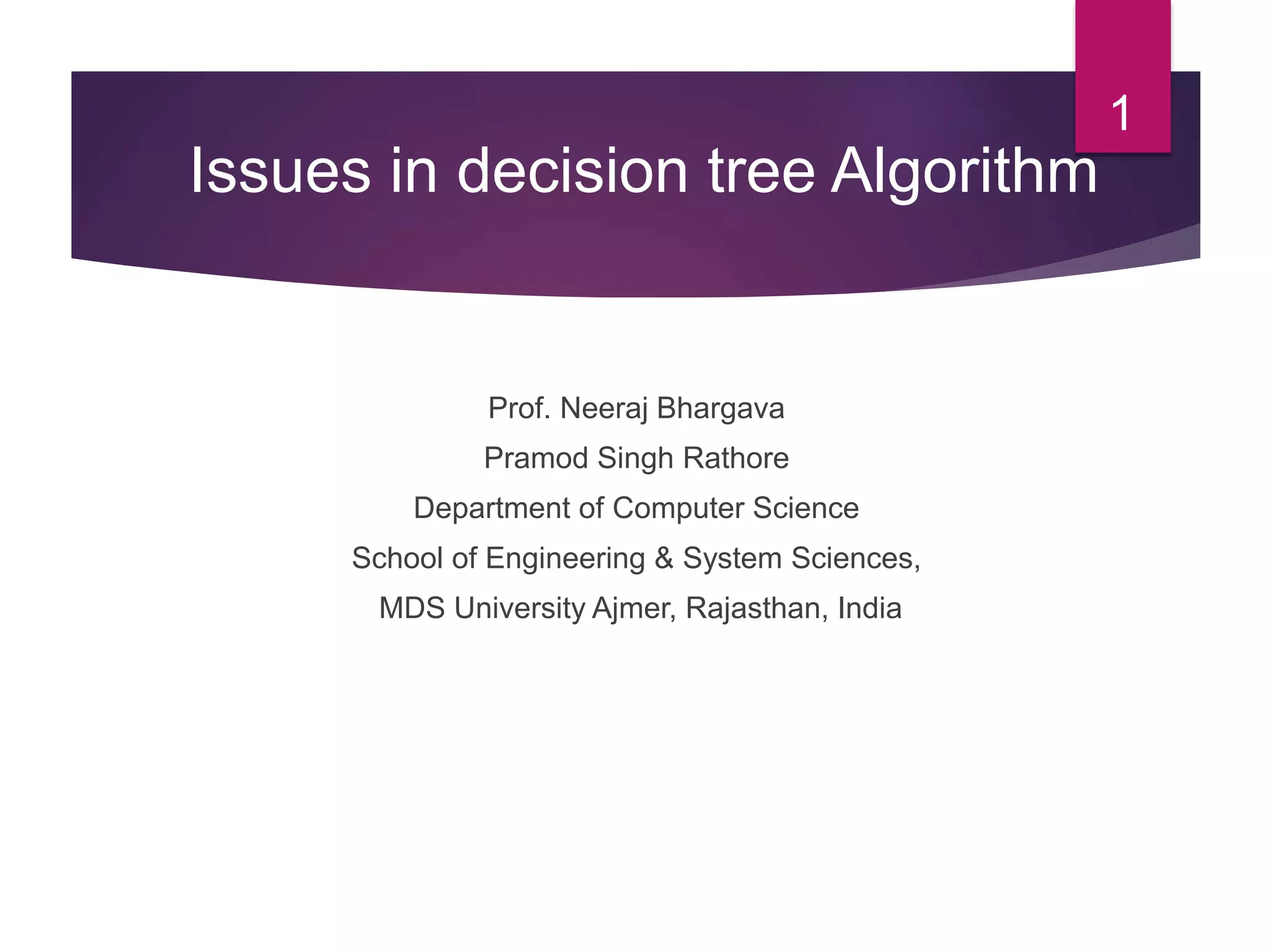 Issues in machine learning | PPT