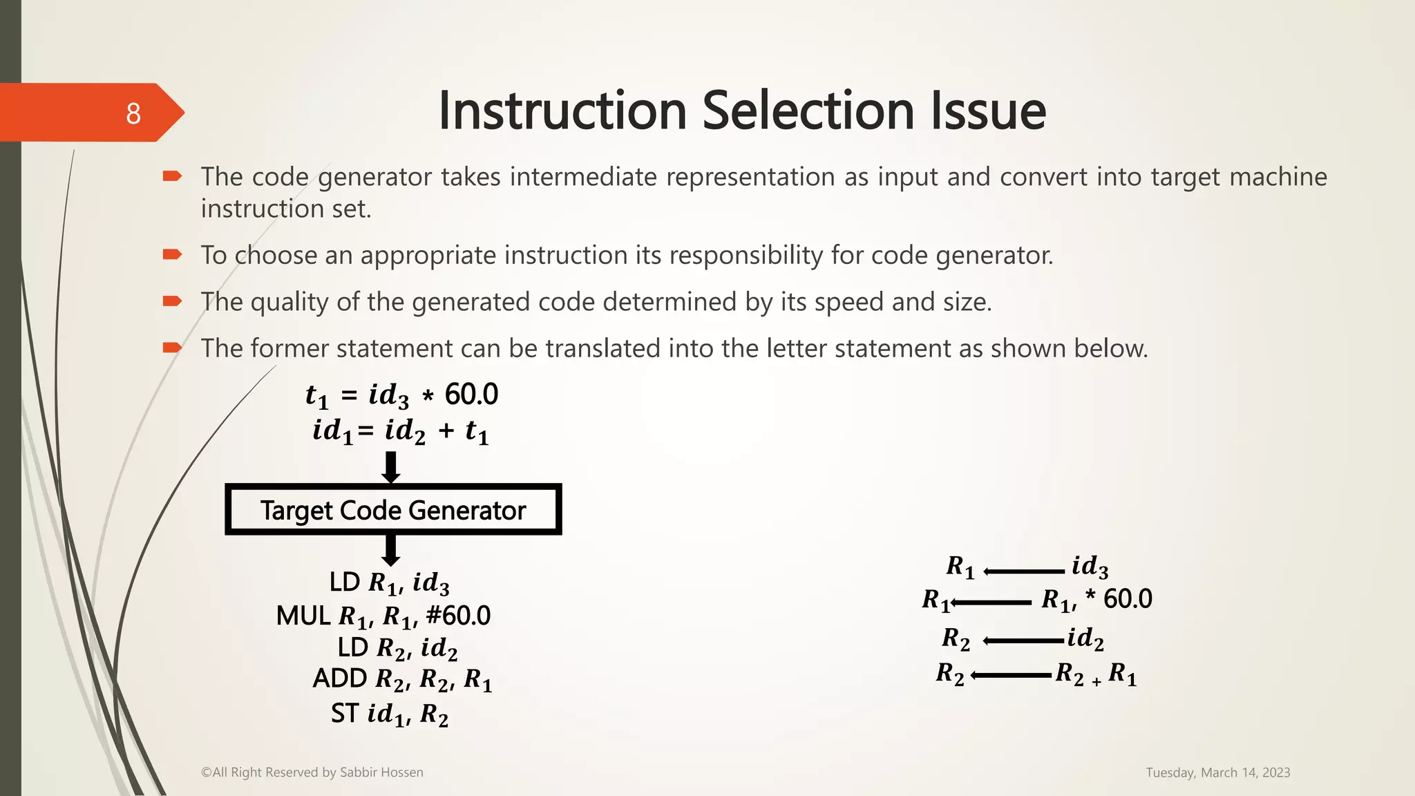 Issues in the Design of a Code Generator.pptx | Programming Languages ...