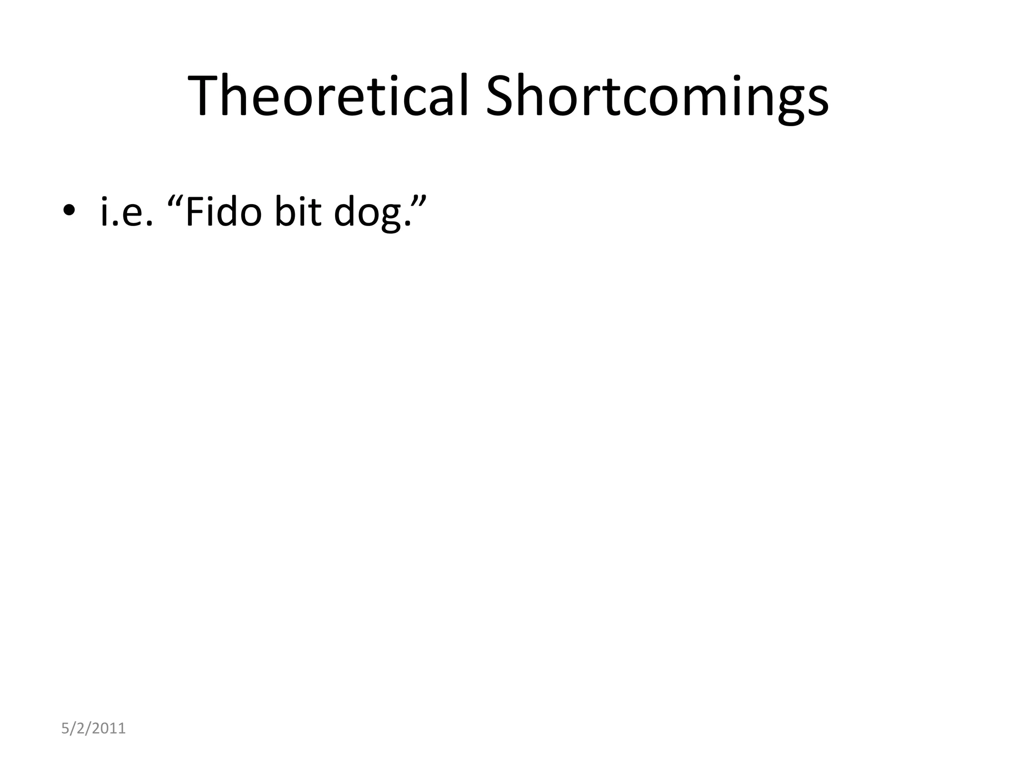 Theoretical Shortcomingsi.e. “Fido bit dog.”5/2/2011