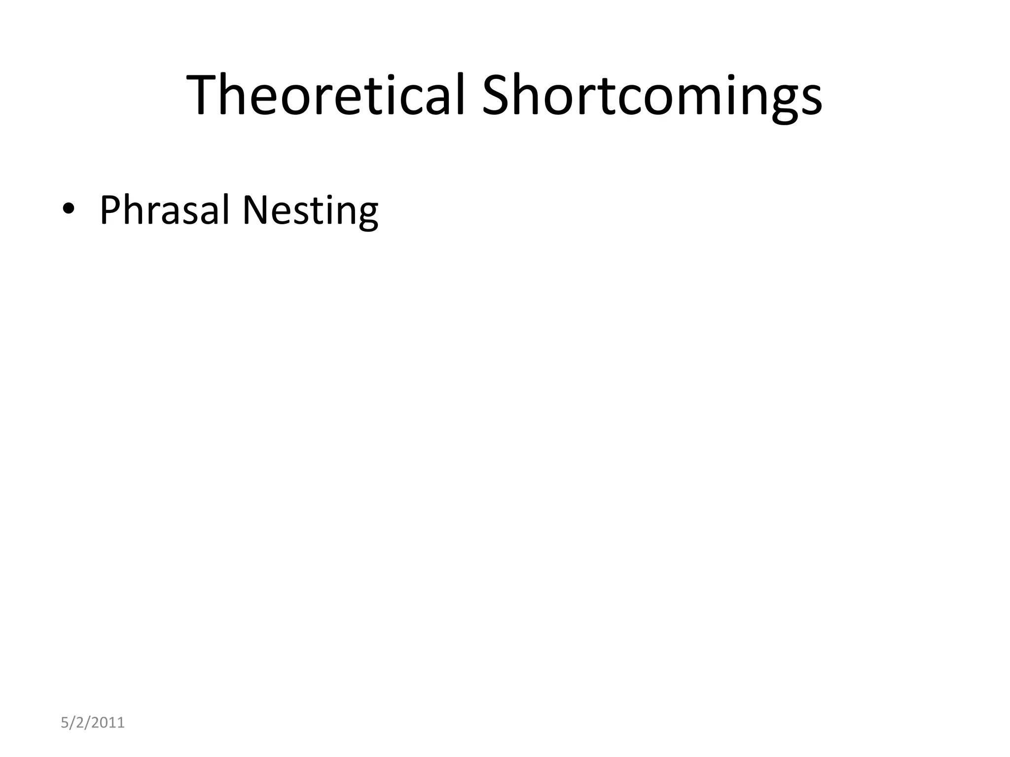 Theoretical ShortcomingsPhrasal Nesting5/2/2011