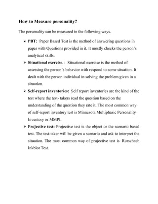 Issues with personality tests | DOCX