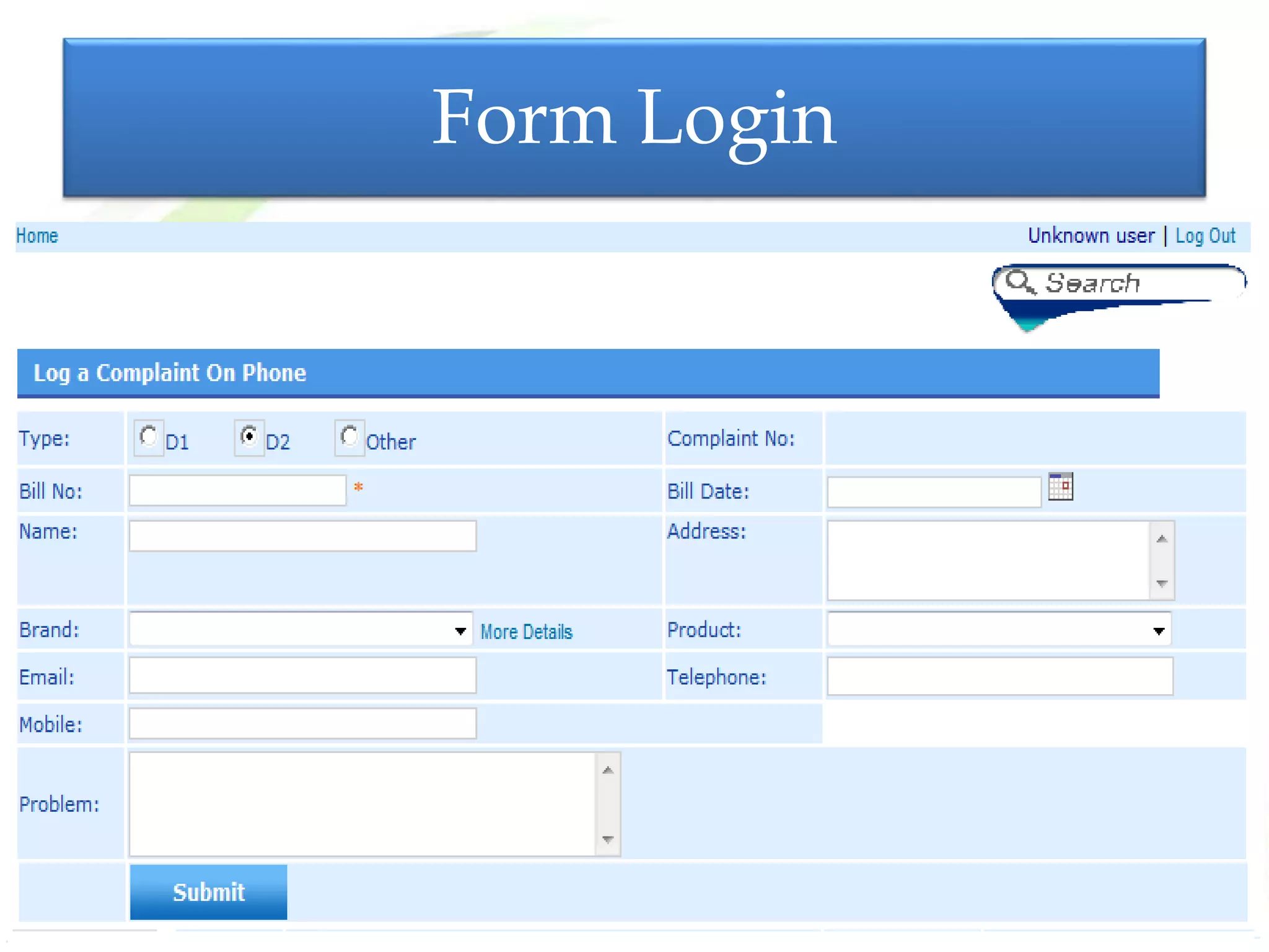 Form Login 
 