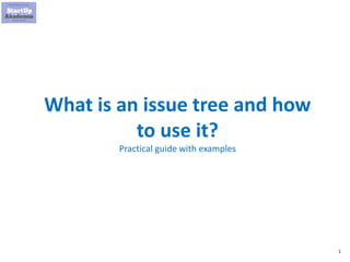 1
What is an issue tree and how
to use it?
Practical guide with examples
 