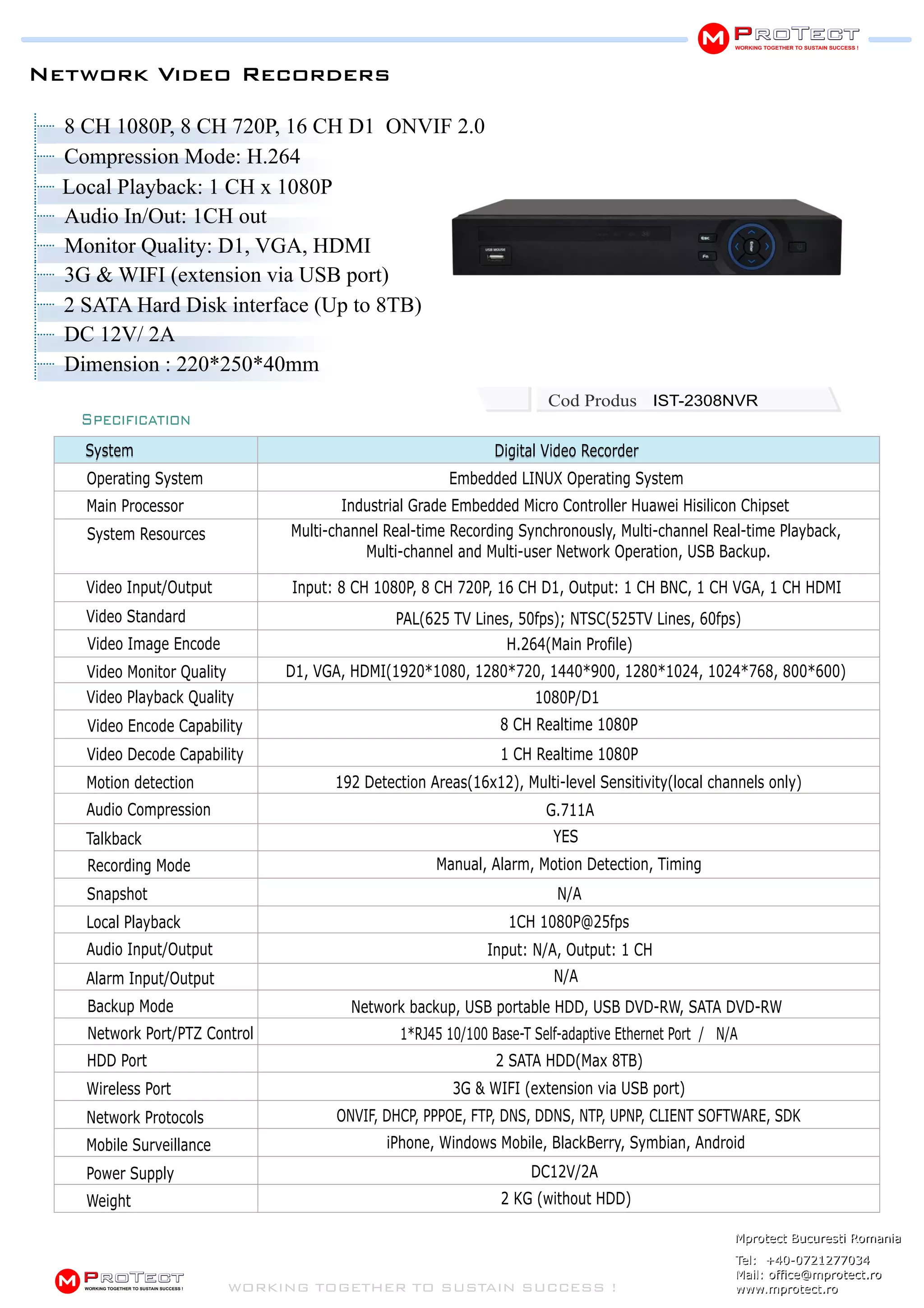 Nvr NVR - Network Video Recorder 8 canale video | PDF