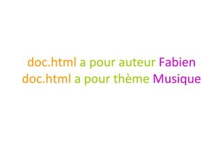 doc.html   a pour auteur  Fabien   doc.html   a pour thème  Musique 