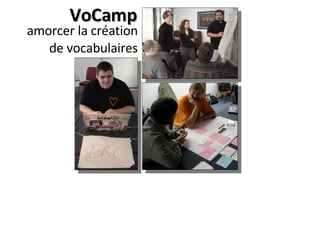 VoCamp <ul><li>amorcer la création de vocabulaires </li></ul>