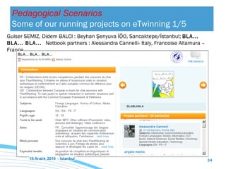 G u lser SEM I Z , Didem BALCI  :  Beyhan Şenyuva İÖO, Sancaktepe/İstanbul;  BLA... BLA... BLA...  Netbook partners :  Alessandra Cannelli- Italy, Francoise Altamura –France Pedagogical Scenarios Some of our running projects on eTwinning  1/5 